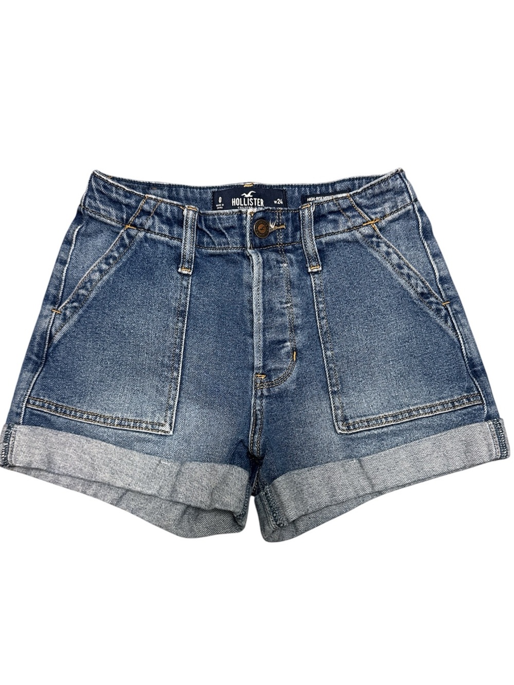 Hollister Mom Shorts Women’s Size 0 Blue Denim High Rise Cuffed W24 Vintage